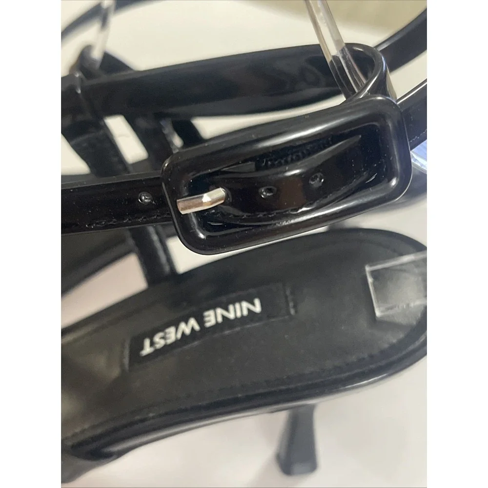 Nine West Womens Hanni Strappy Square Toe Kitten Heel Sandal Black Size 6.5M New